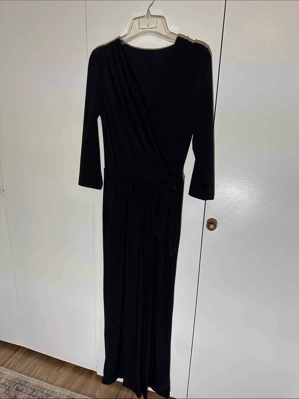 Classic Black Wrap Jumpsuit - Timeless Women's Evening Jumpsuit M-L